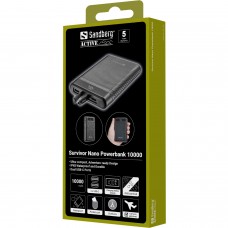 УМБ Sandberg 10000mAh 20W PD Survivor Nano Powerbank 2xUSB-C IN/OUT IPX8 (421-32)