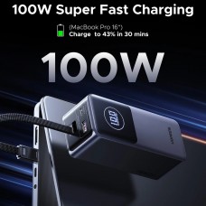 УМБ Ugreen 20000mAh 130W PD/QC USB-A USB-С In/Out with built-in USB-C cable (PB723) Gray (55365B)