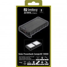 УМБ сонячна Sandberg 10000mAh 22 5W PD Solar Powerbank CampLED USB-A USB-C In/Out PowerThru (421-23)