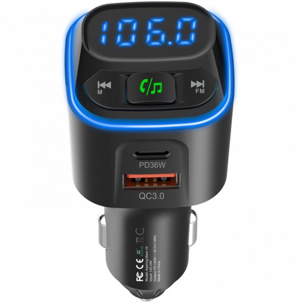 Аавтомобільний FM-трансміттер Aspiring Wave 10 54W PD LED/Bluetooth//QC3.0 USB-C 36W (WA.7001)
