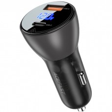 Автозарядка 2xUSB 63W (USB-C + USB-A) B6 with digital display Acefast (6974316280972)