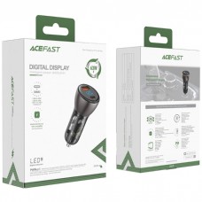 Автозарядка 2xUSB 63W (USB-C + USB-A) B6 with digital display Acefast (6974316280972)