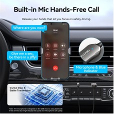 Автомобільний аудіоприймач AUX TRS 3.5мм USB Bluetooth 5.4 Coiled Cable 1.5M Gray Zinc Alloy (NAIHG)