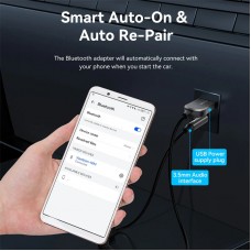 Автомобільний аудіоприймач AUX TRS 3.5мм USB Bluetooth 5.4 Coiled Cable 1.5M Gray Zinc Alloy (NAIHG)