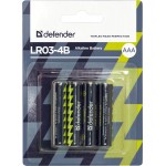 Батарейка AAA/LR03 Лужна Defender (блістер 4 шт.) (56002)