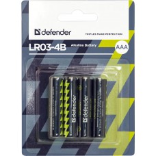 Батарейка AAA/LR03 Лужна Defender (блістер 4 шт.) (56002)
