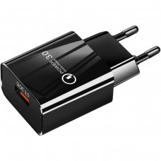 Зарядний пристрій 1xUSB 18W QС3.0 чорний (B00762)