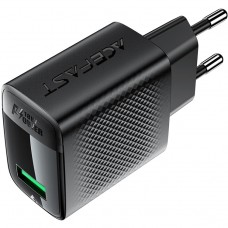 Зарядний пристрій 1xUSB-A 18W + Type-C cable A90 Fast Charger Black Acefast (6974316280064)