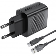 Зарядний пристрій 1xUSB-A 18W + Type-C cable A90 Fast Charger Black Acefast (6974316280064)