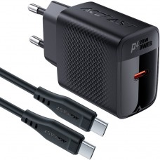 Зарядний пристрій 1xUSB-C 20W + Type-C cable A82 Fast Charger Black Acefast (6974316280057)