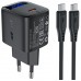 Зарядний пристрій 1xUSB-C 20W Gan A113 Fast Charger + USB-C cable with digital display black Acefast (6974316284420)
