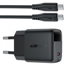 Зарядний пристрій 1xUSB-C 20W Gan A113 Fast Charger + USB-C cable with digital display black Acefast (6974316284420)