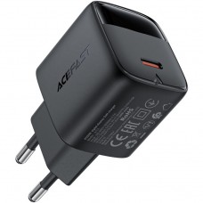 Зарядний пристрій 1xUSB-C 20W Gan A113 Fast Charger with digital display black Acefast (6974316284413)