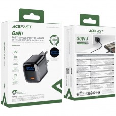 Зарядний пристрій 1xUSB-C 20W Gan A113 Fast Charger with digital display black Acefast (6974316284413)