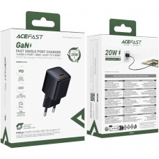 Зарядний пристрій 1xUSB-C 20W Gan A117 mini Fast Charger Black Acefast (6974316284987)