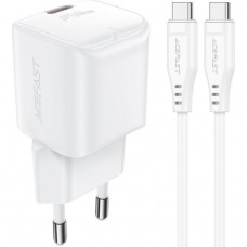 Зарядний пристрій 1xUSB-C 30W Gan A77 mini + USB-C cable Fast Charger White Acefast (6974316282853)