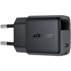 Зарядний пристрій 1xUSB-С 30W with digital display Gan A115 Black Acefast (6974316284444)