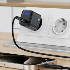 Зарядний пристрій 1xUSB-С 30W with digital display Gan A115 Black Acefast (6974316284444)