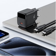 Зарядний пристрій 1xUSB-С 30W with digital display Gan A115 Black Acefast (6974316284444)