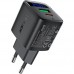 Зарядний пристрій 2xUSB 25W (USB-C+USB-A) with digital display Gan A114 Black Acefast (6974316284437)