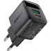 Зарядний пристрій 2xUSB 25W (USB-C+USB-A) with digital display Gan A114 Black Acefast (6974316284437)