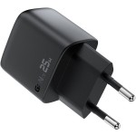 Зарядний пристрій 2xUSB 25W (USB-C+USB-A) with digital display Gan A114 Black Acefast (6974316284437)