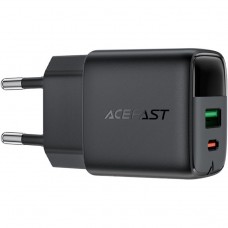 Зарядний пристрій 2xUSB 25W (USB-C+USB-A) with digital display Gan A114 Black Acefast (6974316284437)