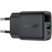 Зарядний пристрій 2xUSB 25W (USB-C+USB-A) with digital display Gan A114 Black Acefast (6974316284437)