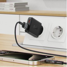 Зарядний пристрій 2xUSB 30W (USB-C+USB-A) Gan A69 ultra-thin Fast Charger Black Acefast (6974316282709)