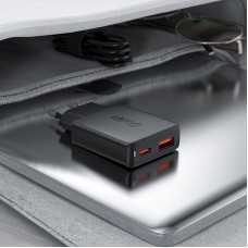 Зарядний пристрій 2xUSB 30W (USB-C+USB-A) Gan A69 ultra-thin Fast Charger Black Acefast (6974316282709)