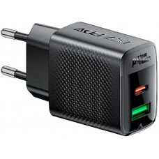 Зарядний пристрій 2xUSB 30W (USB-C+USB-A) Gan A98 Black Acefast (6974316283263)