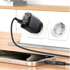 Зарядний пристрій 2xUSB 30W (USB-C+USB-A) Gan A98 Black Acefast (6974316283263)