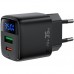 Зарядний пристрій 2xUSB 35W (USB-C+USB-A) with digital display Gan A116 Black Acefast (6974316284468)