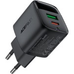 Зарядний пристрій 2xUSB 35W (USB-C+USB-A) with digital display Gan A116 Black Acefast (6974316284468) Зарядний пристрій 2xUSB 35W (USB-C+USB-A) with digital display Gan A116 Black Acefast (6974316284468)