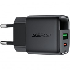 Зарядний пристрій 2xUSB 35W (USB-C+USB-A) with digital display Gan A116 Black Acefast (6974316284468)