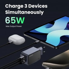 Зарядний пристрій 3xUSB 65W (2xUSB-C+USB-A) Gan Nexode Fast Charger Сірий X553 Ugreen (35042) Зарядний пристрій 3xUSB 65W (2xUSB-C+USB-A) Gan Nexode Fast Charger Сірий X553 Ugreen (35042)