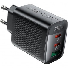 Зарядний пристрій 3xUSB 67W (2xUSB-C+USB-A) Gan A108 Fast Charger Black Acefast (6974316284048)