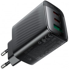 Зарядний пристрій 3xUSB 67W (2xUSB-C+USB-A) Gan A108 Fast Charger Black Acefast (6974316284048)