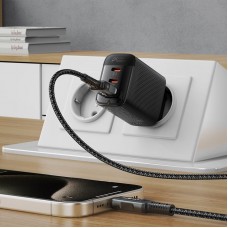 Зарядний пристрій 3xUSB 67W (2xUSB-C+USB-A) Gan A108 Fast Charger Black Acefast (6974316284048)