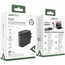 Зарядний пристрій 4xUSB 100W (3xUSB-C+USB-A) Gan A94 Fast Charger Black Acefast (6974316283133)