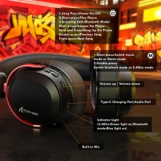 Ігрова гарнітура Attack Shark L30PRO Wireless 2.4GHz/Bluetooth/3.5mm AUX/AUX-to-Type-C Black and Red (L30PROBR_AS)