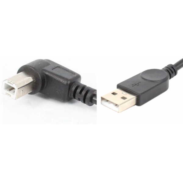 Кабель USB 2.0 AM-BM 1.0 м кут 90° направо чорний (S0672)