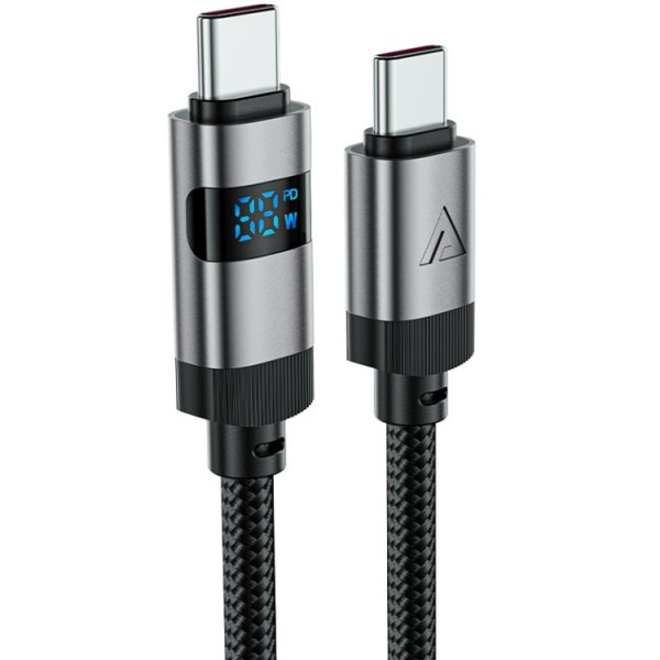 Кабель USB 2.0 Type-C M-M  1.2 м 60W digital display Black  C15-03 Acefast (6974316283720)