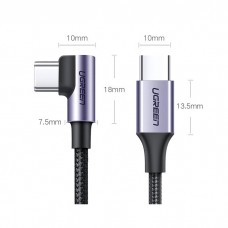Кабель USB 2.0 Type-C M-M  2 м 90° 60W Чорний+Cірий  US255 UGREEN (50125)