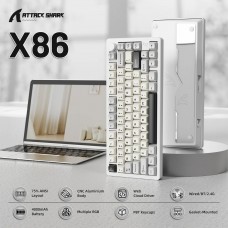 Клавіатура ігрова механічна Attack Shark X86 82кл.RGB Wireless Matcha Switch Starlight White (X86SW_AS)