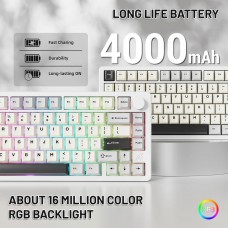 Клавіатура ігрова механічна Attack Shark X86 82кл.RGB Wireless Matcha Switch Starlight White (X86SW_AS)