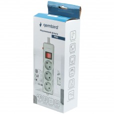 Мережевий фільтр 4.5м Gembird 3 розетки сірий 220 В 50 Гц 16A (SPG3-G-15G-PRO)