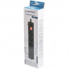 Мережевий фільтр 4.5м Gembird 5 розеток чорний 220 В 50 Гц 16A (SPG5-G-15B-PRO)