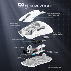 Мишка Attack Shark R1 Wireless/Bluetooth 18000dpi (PAW3311) 6кн. White (R1W_AS)