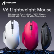 Мишка Attack Shark V6 Ultra-Light Wireless/Bluetooth 25000dpi. (PAW3311) 7кн. Black (V6B_AS)